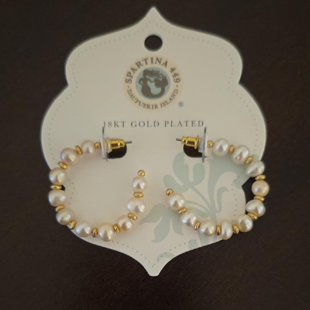 Spartina 449 Gold-Plated Pearl Earrings